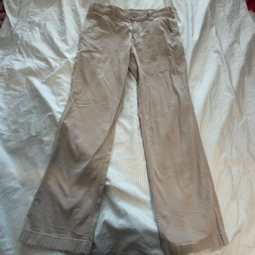 Carhartt Women's Relaxed Fit Utility Pants Khaki Tan Size 32x30 #workwear